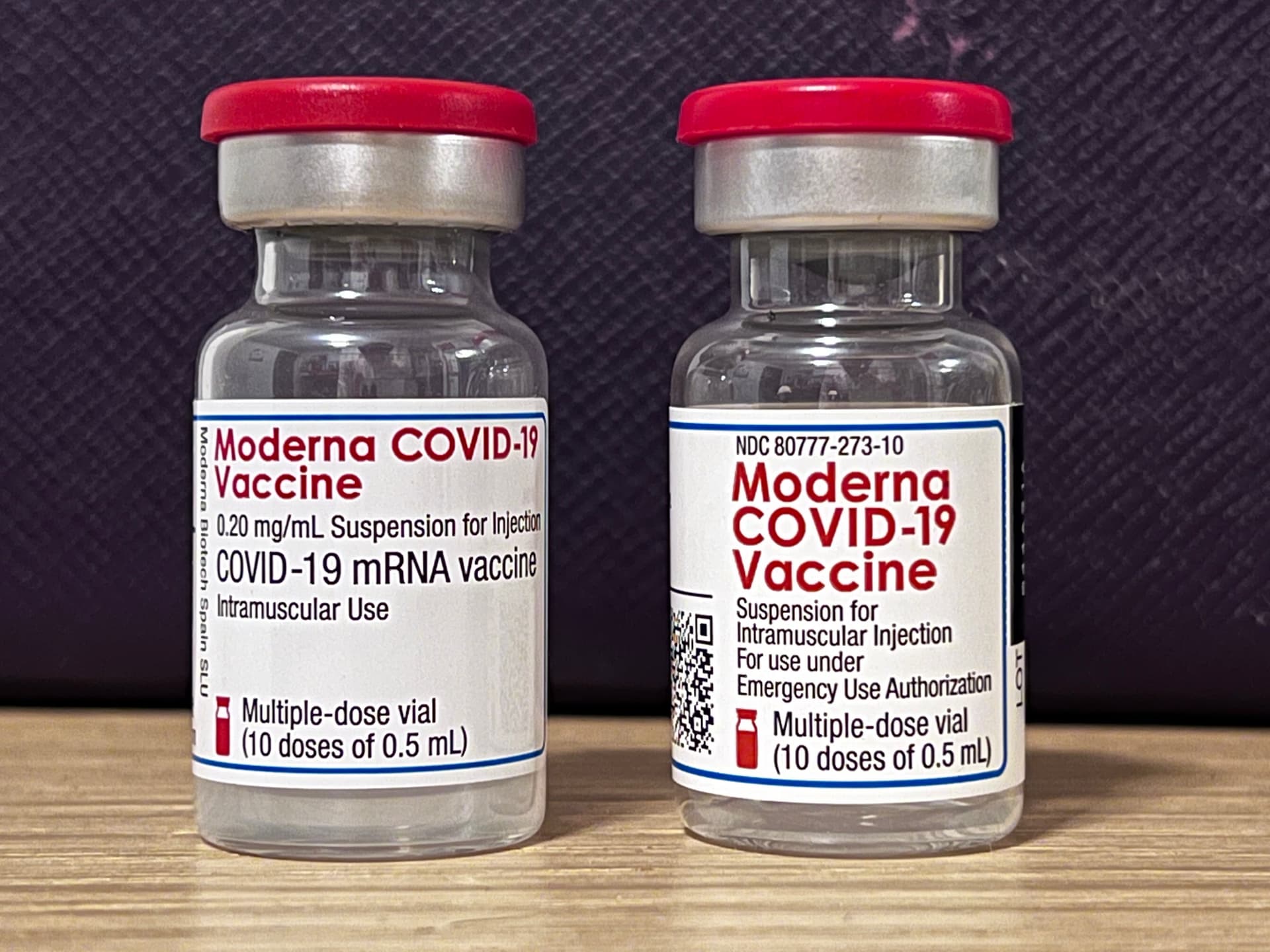 Photograph of Moderna Vaccine Vials